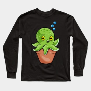 Octopus as Cactus in Pot Long Sleeve T-Shirt